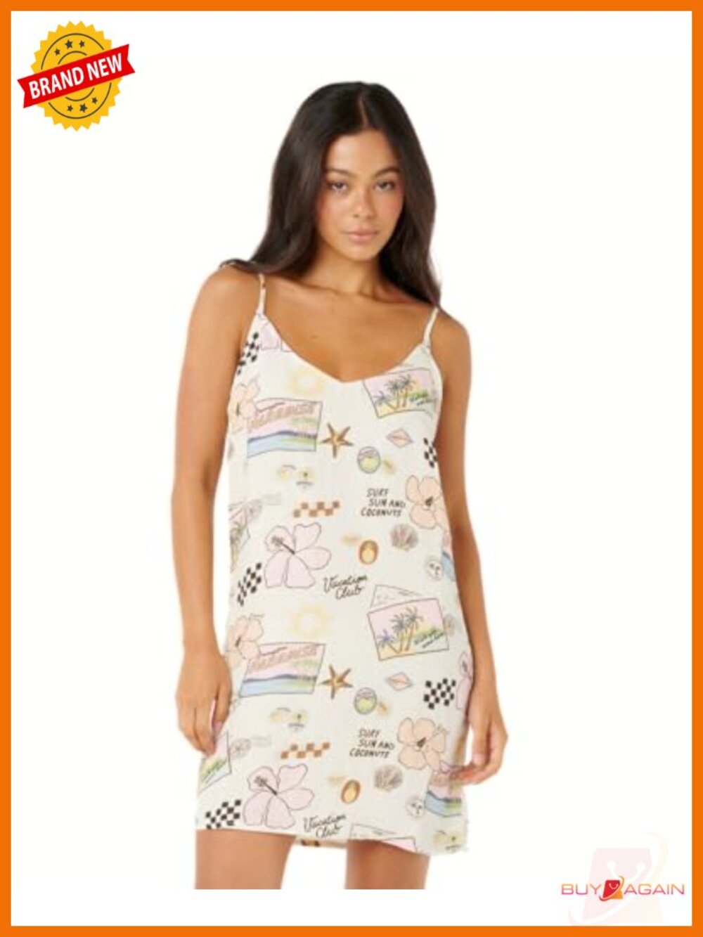 Linen Blend Mini Dress with Adjustable Spaghetti Straps - Casual Floral